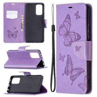 For Xiaomi Redmi Note 10 Pro Two Butterflies Embossing Pattern Horizontal Flip Leather Case with Holder & Card Slot & Wallet & Lanyard(Purple)