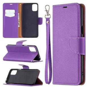 For LG K42 Litchi Texture Pure Color Horizontal Flip Leather Case with Holder & Card Slots & Wallet & Lanyard(Purple)