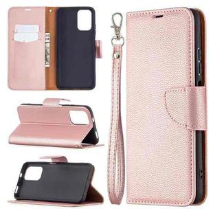 For Xiaomi Redmi Note 10 4G Litchi Texture Pure Color Horizontal Flip Leather Case with Holder & Card Slots & Wallet & Lanyard(Rose Gold)
