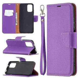 For Xiaomi Redmi Note 10 4G Litchi Texture Pure Color Horizontal Flip Leather Case with Holder & Card Slots & Wallet & Lanyard(Purple)