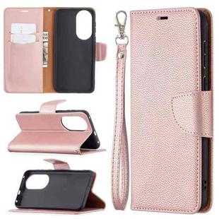 For Huawei P50 Litchi Texture Pure Color Horizontal Flip Leather Case with Holder & Card Slots & Wallet & Lanyard(Rose Gold)