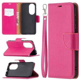 For Huawei P50 Litchi Texture Pure Color Horizontal Flip Leather Case with Holder & Card Slots & Wallet & Lanyard(Rose Red)