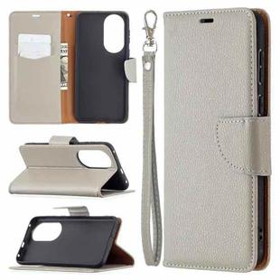 For Huawei P50 Litchi Texture Pure Color Horizontal Flip Leather Case with Holder & Card Slots & Wallet & Lanyard(Grey)
