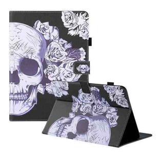 Universal Colored Drawing Horizontal Flip PU Leather Case with Holder & Card Slots & Wallet, Specification:7 inch(Flower Skull)