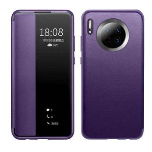 For Huawei Mate 30 Magnetic Side Window View Shockproof Horizontal Flip Leather Smart Case(Purple)