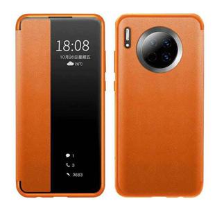 For Huawei Mate 30 Magnetic Side Window View Shockproof Horizontal Flip Leather Smart Case(Orange)