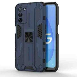 For OPPO A55 5G Supersonic PC + TPU Shock-proof Protective Case with Holder(Dark Blue)
