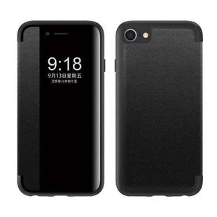 Magnetic Side Window View Shockproof Horizontal Flip Leather Case For iPhone SE 2022 / SE 2020 / 8 / 7(Black)