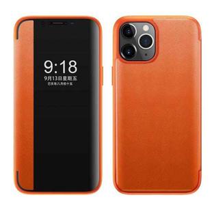 Magnetic Side Window View Shockproof Horizontal Flip Leather Case For iPhone 11 Pro(Orange)
