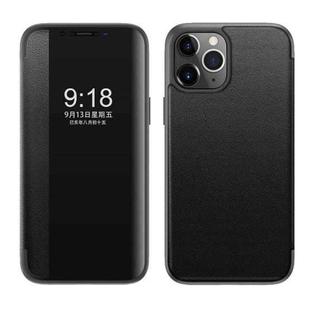 Magnetic Side Window View Shockproof Horizontal Flip Leather Case For iPhone 11 Pro(Black)