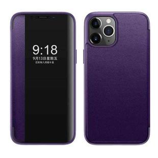 Magnetic Side Window View Shockproof Horizontal Flip Leather Case For iPhone 11 Pro Max(Purple)