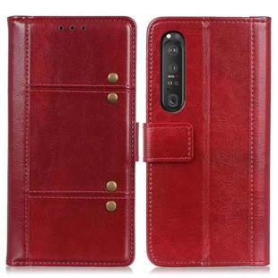 For Sony Xperia 1 III Peas Crazy Horse Texture Horizontal Flip Leather Case with Holder & Card Slots & Wallet(Red)