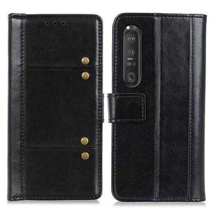 For Sony Xperia 1 III Peas Crazy Horse Texture Horizontal Flip Leather Case with Holder & Card Slots & Wallet(Black)