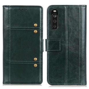 For Sony Xperia 10 III Peas Crazy Horse Texture Horizontal Flip Leather Case with Holder & Card Slots & Wallet(Green)