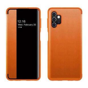 For Samsung Galaxy A32 5G Magnetic Side Window View Shockproof Horizontal Flip Leather Case(Orange)