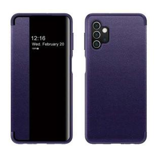 For Samsung Galaxy A52 4G / 5G Magnetic Side Window View Shockproof Horizontal Flip Leather Case(Purple)