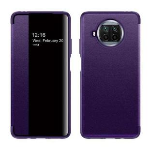 For Xiaomi Mi 10T Lite Magnetic Side Window View Shockproof Horizontal Flip Leather Case(Purple)