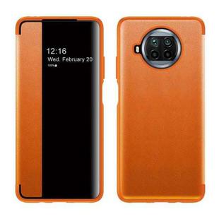 For Xiaomi Mi 10T Lite Magnetic Side Window View Shockproof Horizontal Flip Leather Case(Orange)