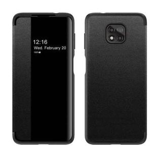 For Motorola Moto G Power(2021) Magnetic Side Window View Shockproof Horizontal Flip Leather Case(Black)