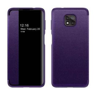 For Motorola Moto G Play(2021) Magnetic Side Window View Shockproof Horizontal Flip Leather Case(Purple)