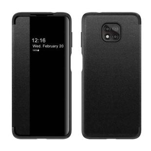 For Motorola Moto G Play(2021) Magnetic Side Window View Shockproof Horizontal Flip Leather Case(Black)