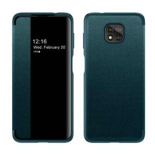 For Motorola Moto G Play(2021) Magnetic Side Window View Shockproof Horizontal Flip Leather Case(Green)