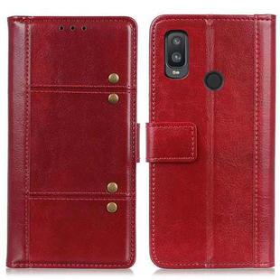 For alcatel 1L (2021) Peas Crazy Horse Texture Horizontal Flip Leather Case with Holder & Card Slots & Wallet(Red)