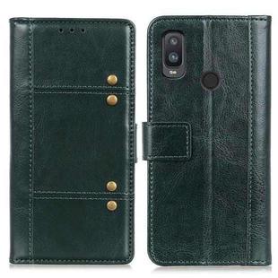 For alcatel 1L (2021) Peas Crazy Horse Texture Horizontal Flip Leather Case with Holder & Card Slots & Wallet(Green)