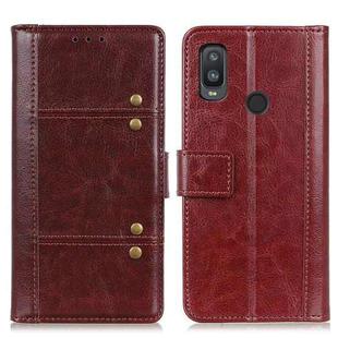 For alcatel 1L (2021) Peas Crazy Horse Texture Horizontal Flip Leather Case with Holder & Card Slots & Wallet(Brown)