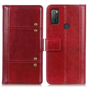 For alcatel 1S (2021) Peas Crazy Horse Texture Horizontal Flip Leather Case with Holder & Card Slots & Wallet(Red)