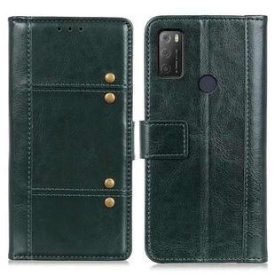 For alcatel 1S (2021) Peas Crazy Horse Texture Horizontal Flip Leather Case with Holder & Card Slots & Wallet(Green)