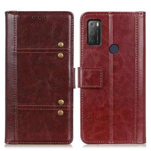 For alcatel 3L (2021) Peas Crazy Horse Texture Horizontal Flip Leather Case with Holder & Card Slots & Wallet(Brown)