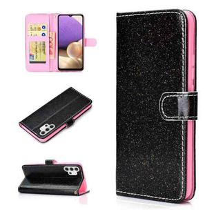 For Samsung Galaxy A32 5G Glitter Powder Horizontal Flip Leather Case with Card Slots & Holder & Photo Frame & Wallet(Black)