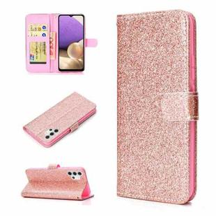 For Samsung Galaxy A32 5G Glitter Powder Horizontal Flip Leather Case with Card Slots & Holder & Photo Frame & Wallet(Rose Gold)