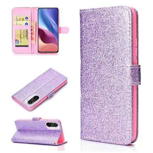 For Xiaomi Redmi K40 Glitter Powder Horizontal Flip Leather Case with Card Slots & Holder & Photo Frame & Wallet(Purple)