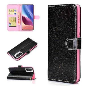 For Samsung Galaxy A72 5G / 4G Glitter Powder Horizontal Flip Leather Case with Card Slots & Holder & Photo Frame & Wallet(Black)