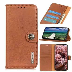 For OPPO Realme C21 KHAZNEH Cowhide Texture Horizontal Flip Leather Case with Holder & Card Slots & Wallet(Brown)