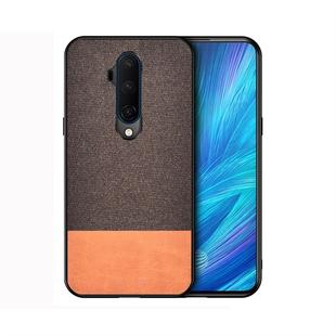 For OnePlus 7T Pro Shockproof Splicing PU + Cloth Protective Case(Brown)