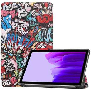 For Samsung Galaxy Tab A7 Lite T225 Colored Drawing Pattern Horizontal Flip Leather Case with Three-folding Holder(Graffiti)