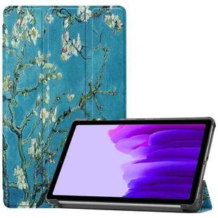 For Samsung Galaxy Tab A7 Lite T225 Colored Drawing Pattern Horizontal Flip Leather Case with Three-folding Holder(Apricot Blossom)