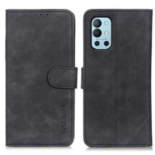 For OnePlus 9R KHAZNEH Retro Texture PU + TPU Horizontal Flip Leather Case with Holder & Card Slots & Wallet(Black)