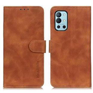 For OnePlus 9R KHAZNEH Retro Texture PU + TPU Horizontal Flip Leather Case with Holder & Card Slots & Wallet(Brown)