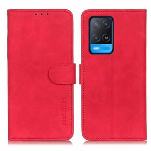 For OPPO A54 4G KHAZNEH Retro Texture PU + TPU Horizontal Flip Leather Case with Holder & Card Slots & Wallet(Red)