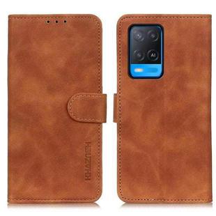 For OPPO A54 4G KHAZNEH Retro Texture PU + TPU Horizontal Flip Leather Case with Holder & Card Slots & Wallet(Brown)