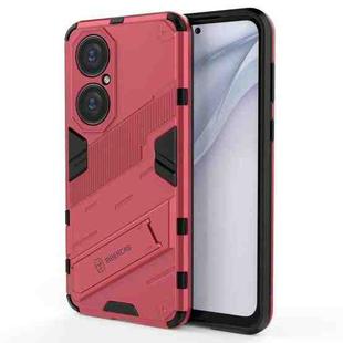 For Huawei P50 Punk Armor 2 in 1 PC + TPU Shockproof Case with Invisible Holder(Light Red)