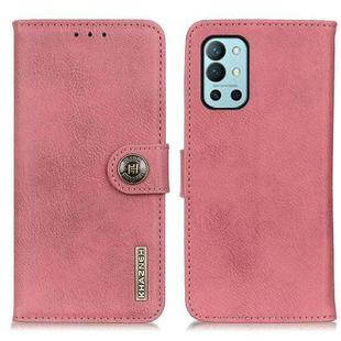 For OnePlus 9R KHAZNEH Cowhide Texture Horizontal Flip Leather Case with Holder & Card Slots & Wallet(Pink)