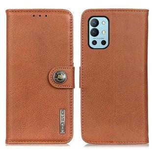 For OnePlus 9R KHAZNEH Cowhide Texture Horizontal Flip Leather Case with Holder & Card Slots & Wallet(Brown)