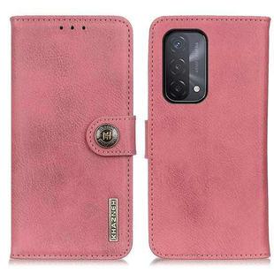 For OPPO A93 5G / A54 5G / A74 5G KHAZNEH Cowhide Texture Horizontal Flip Leather Case with Holder & Card Slots & Wallet(Pink)