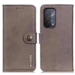 For OPPO A93 5G / A54 5G / A74 5G KHAZNEH Cowhide Texture Horizontal Flip Leather Case with Holder & Card Slots & Wallet(Khaki)