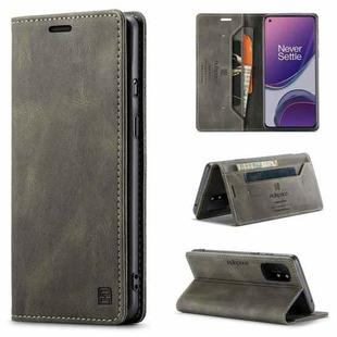 For OnePlus 8T AutSpace A01 Retro Skin-feel Crazy Horse Texture Horizontal Flip Leather Case with Holder & Card Slots & Wallet & RFID(Coffee)